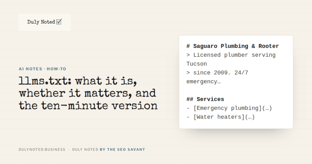 llms.txt: what it is, whether it matters, and the ten-minute version